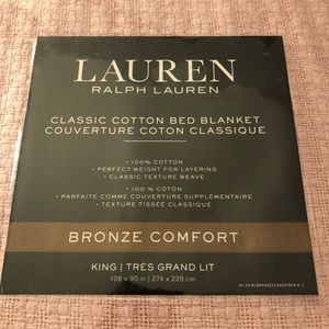 Ralph Lauren King Size Designer Blanket - 100% Cotton